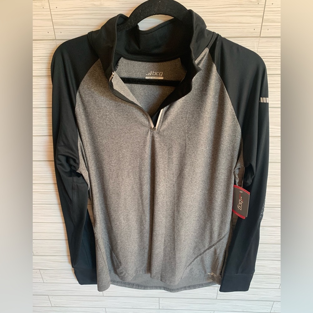BCG Heather Gray & Black Quarter-Zip Performance Jacket